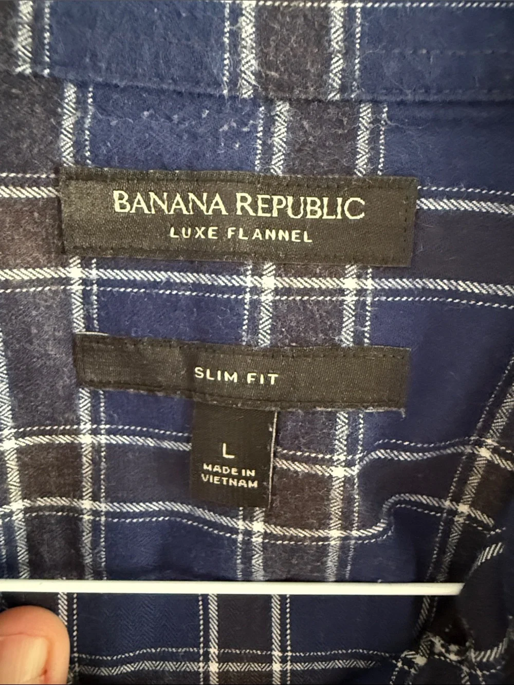 Men's Banana Republic Luxe Flannel Blue Plaid Long-Sleeve Button-Down Shirt